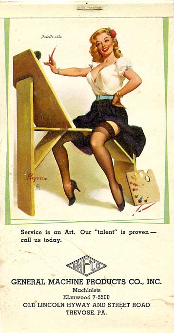 pin up poster showing exposed legs and high heals